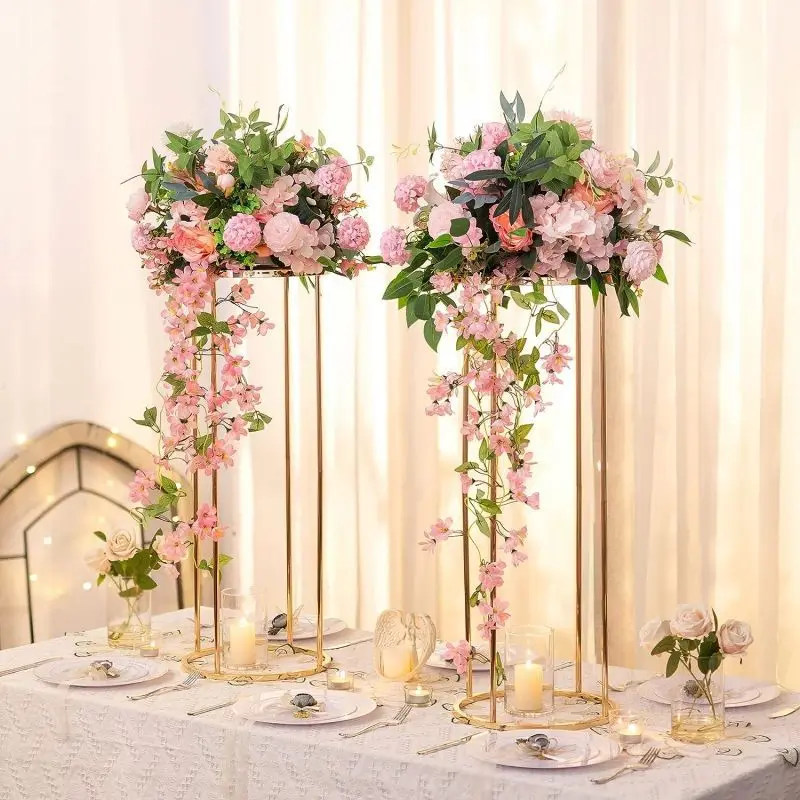 Gold Metal Flower Rack Wedding Flower Floor Vase Rack Wedding Road Guide Decoration Flower Stand