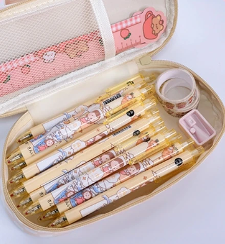 Double Cute Transparent Pen Bag Large Capacity Simple Zipper Student High Appearance Level Portable Pencil case