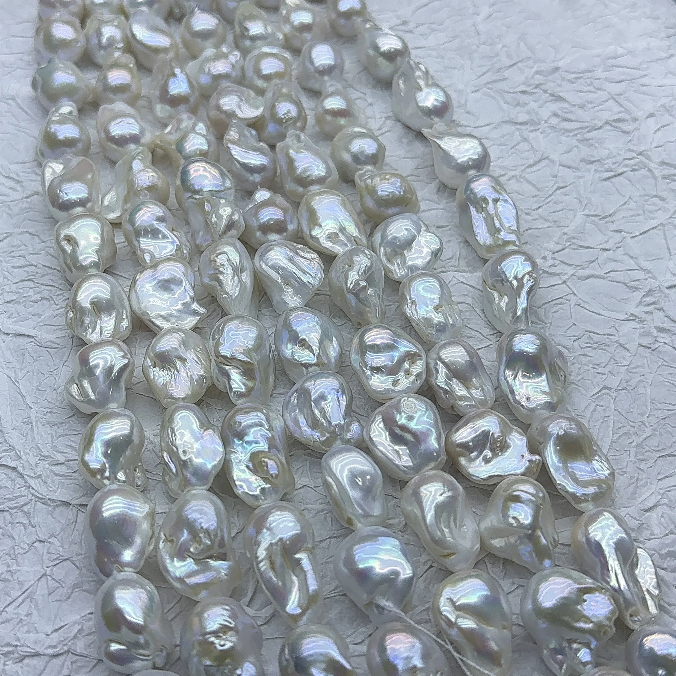 35-45*17-22mm Large Size Irregular Nucleated  white baroque necklace freshwater Wholesale Freshwater Pearls beads string Strands