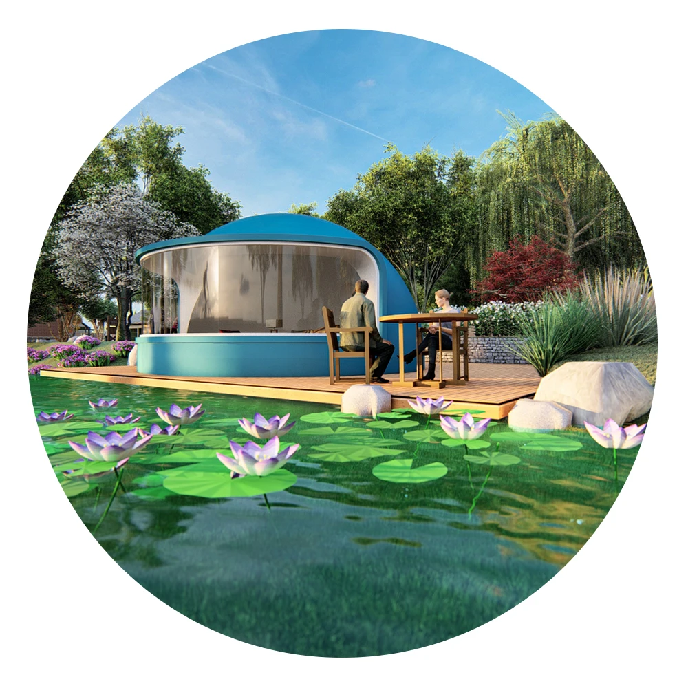 Prefabricated dome houses Casas domo prefabricadas Ecological building seaside villa Animation house