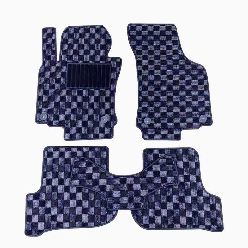 Customized good quality and bespoke checkeboard design car floor mats for Volkswagen golf 4/5/6/7/8 mats oem JDM