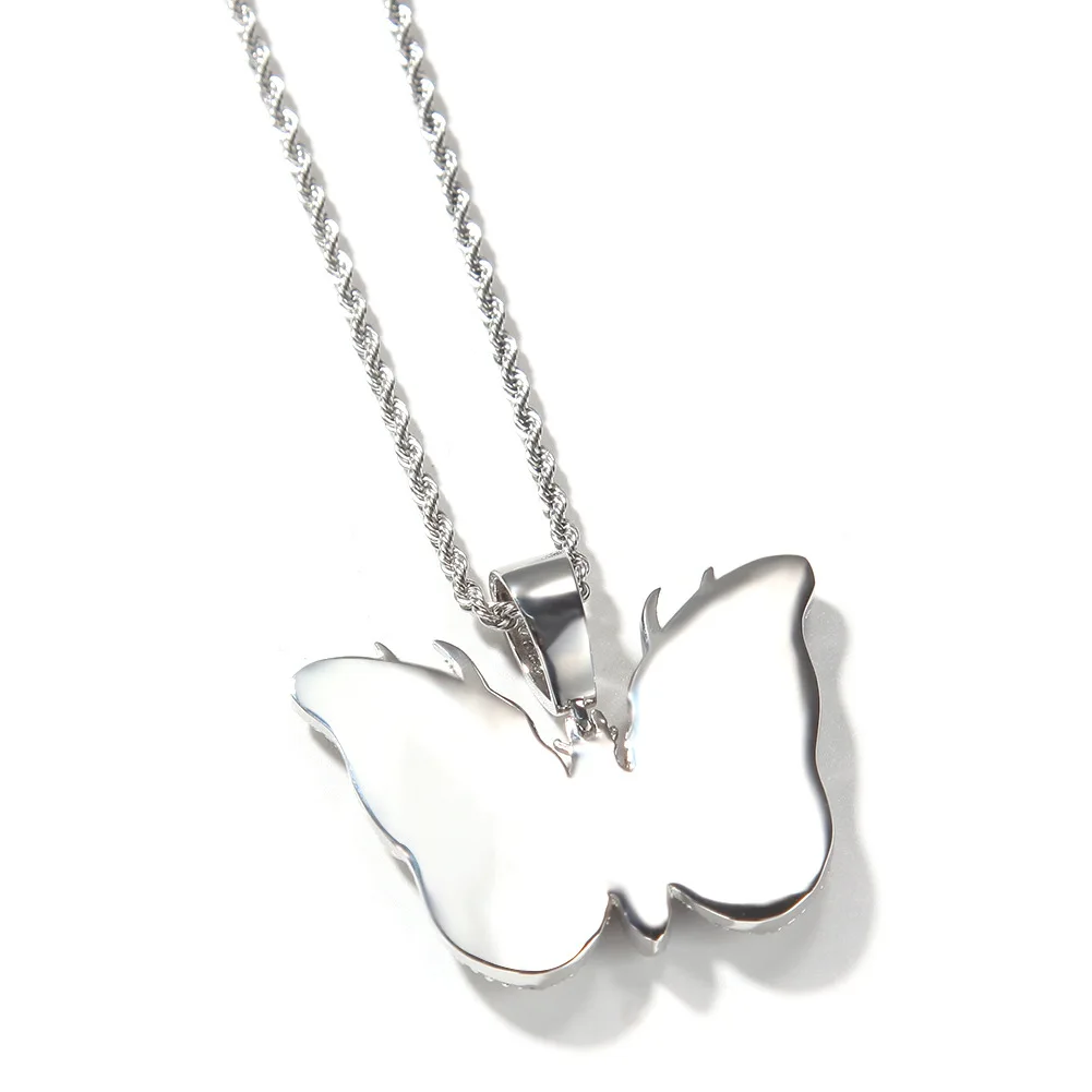 
new arrivals iced out butterfly ghost wing necklace pendant 