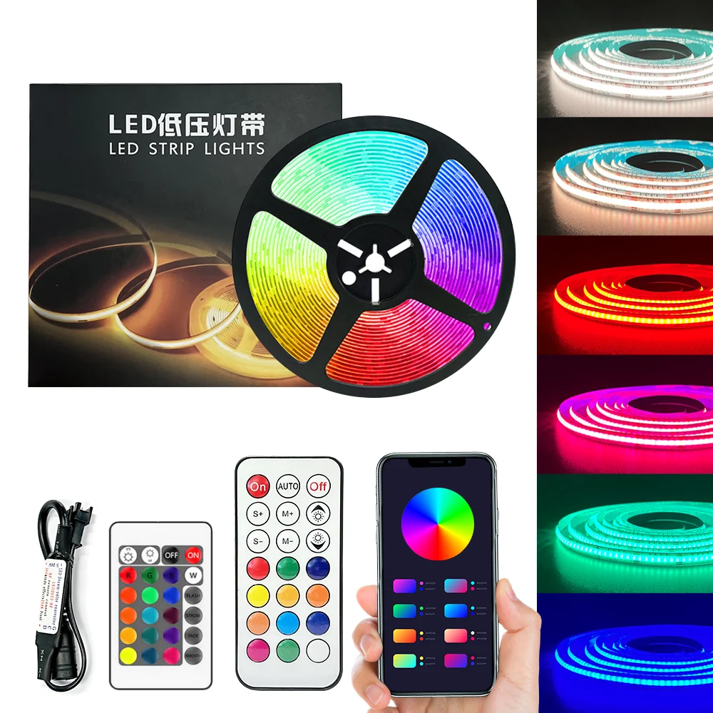 DC24V RGB COB LED Strip Light Magic Digital No Light Point Soft 672/m LED COB Strip with No Light Point