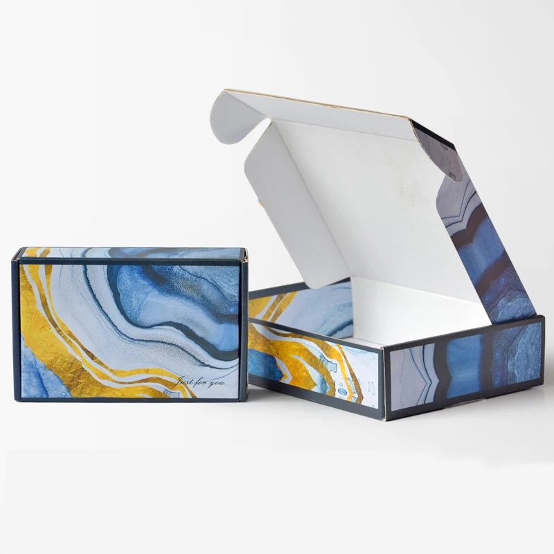 [In-stock] Manufacturer Custom Golden Recycle Corrugated Cardboard Paper Packaging Folding Box Display Hat Box