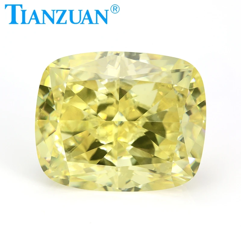 2020 HOT DEAL Ice flower cushion shape ice cut yellow cubic zirconia loose gemstones
