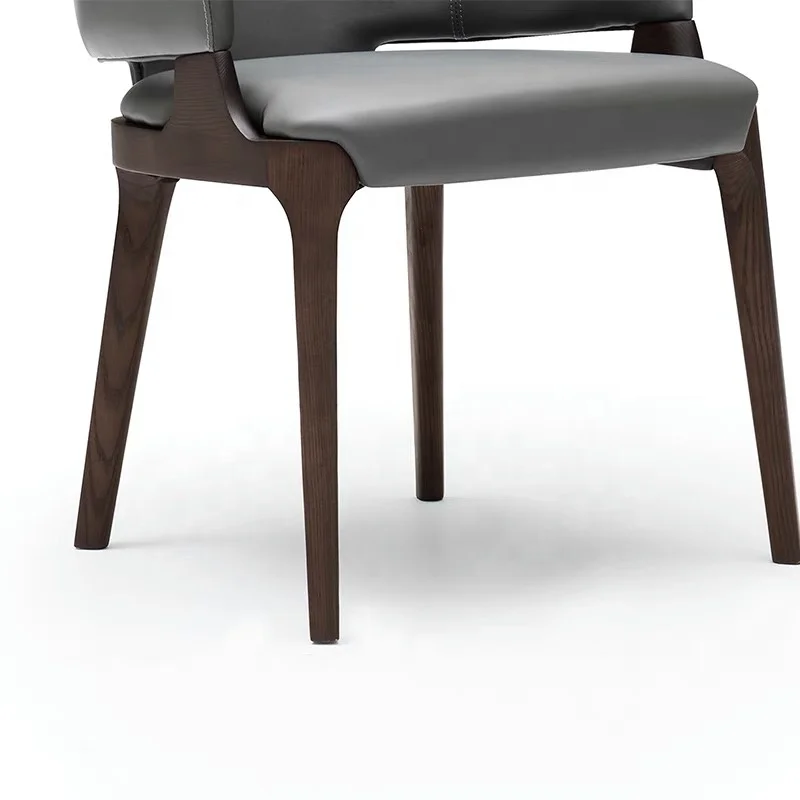 High quality and durable dining chair with wood legs PU leather upholstered modern restaurant cafe furniture chair