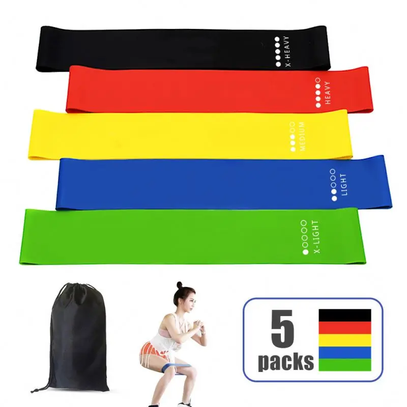 Best-Selling 5 pcs fitness bands elastic for sports yoga exercise gum glute training workout equipment With Private label