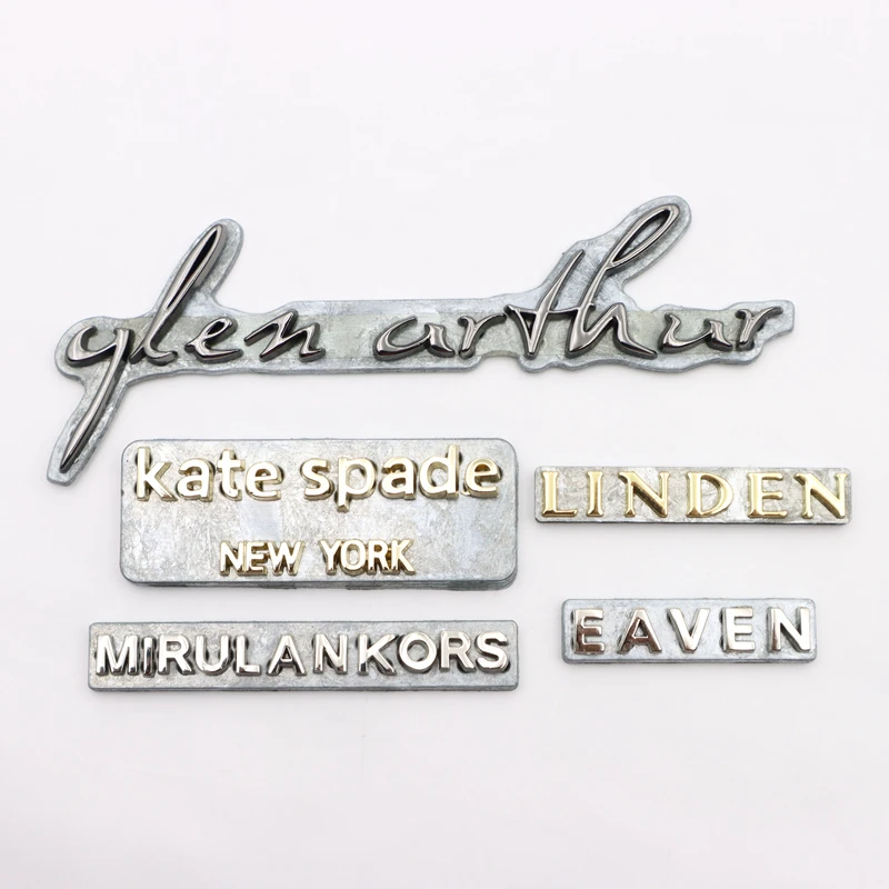 bag logo tag metal letters Custom alphabet metal logo for bags