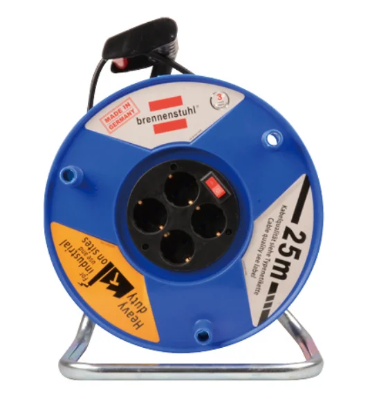 plastic extension power cord roll standstand grounding reel winding retractable electric cable drum de audio