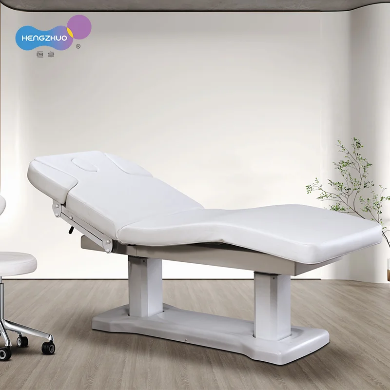 4 Motors Spa Wellness Table and Stool Trolley Set Electric Salon Massage Bed with Memory Function Hydraulic Backrest Adjustment