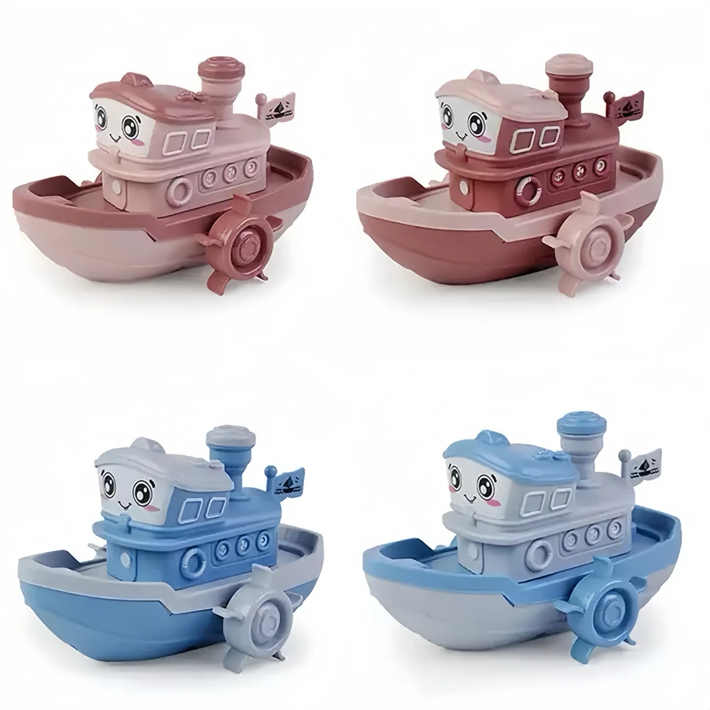Милый мультяшный корабль лодка игрушка цепочка заводная водяная лодка игрушка для малышей Детская игрушка для ванны душ пластиковый индивидуальный логотип бесплатно