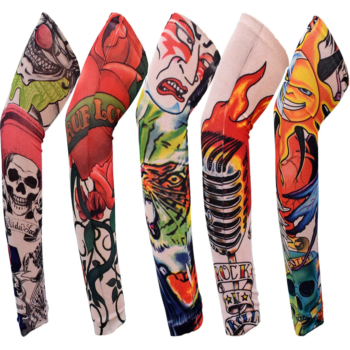 Wholesale Outdoor Sports Tattoo Sleeve Tattooed Dacron Sun Proof Arm Protector Korean Cycling Ice Sleeve