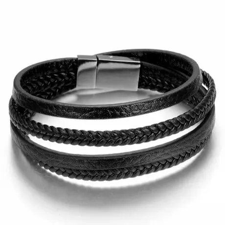 New Arrivals Manufacture OEM Stainless Steel  Men Leather Bracelet