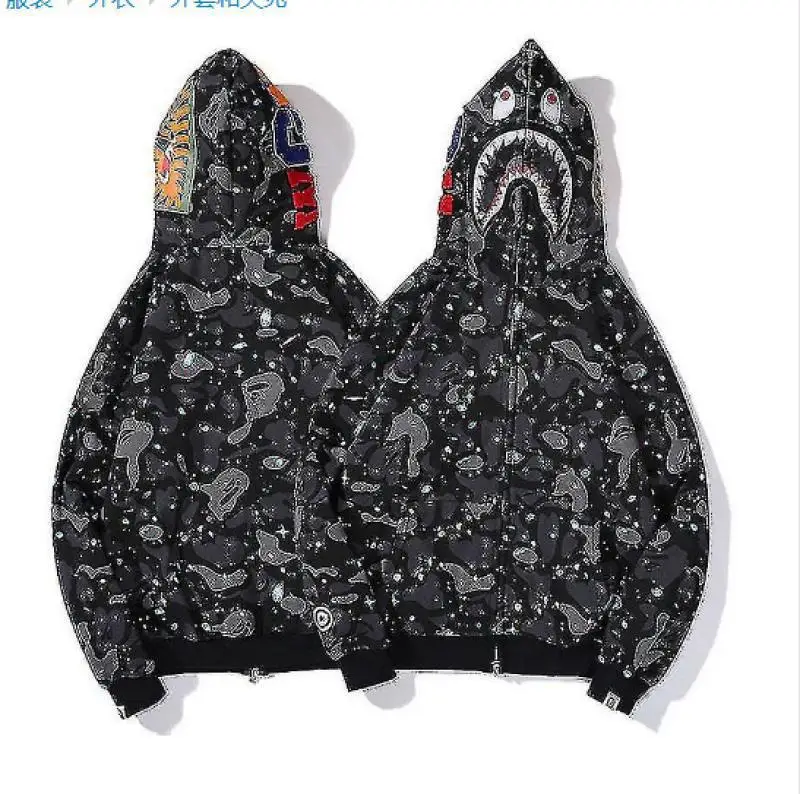 2024 Hot Selling 3D Print Bapeds Ape Shark Camo Hoodie Fashion Casual Teenage Adult Sweater Full Zipper Unisex Jacket For Man