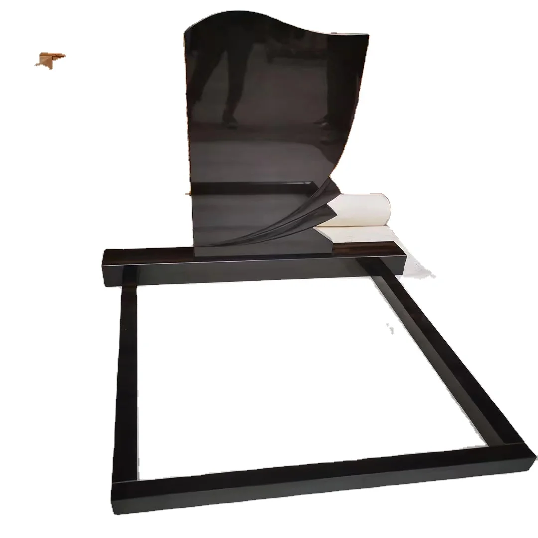 Russian Style Simple Tombstone Headstone Memorial made of Absolute Black Granite