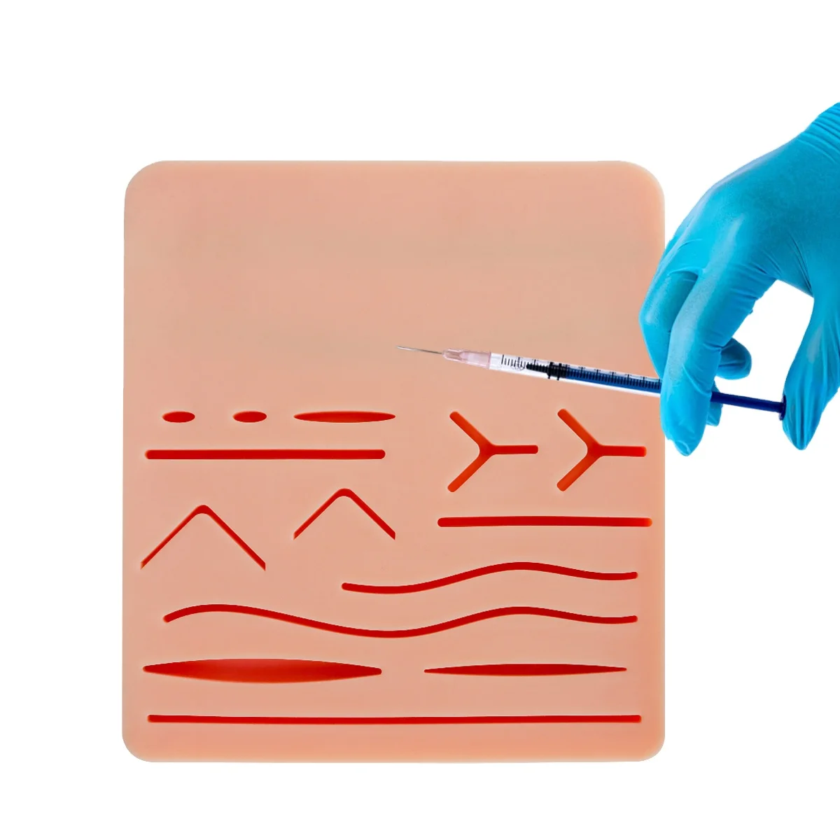 Medical Science Training Pad Big Suture and Injection IV with 14 Pre-Cut Wounds and 2 Veins for Practice