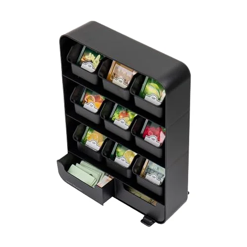 assmile Tea Bag Organizer Tea Station Organizer Kitchen Countertop Storage Plastic in Black