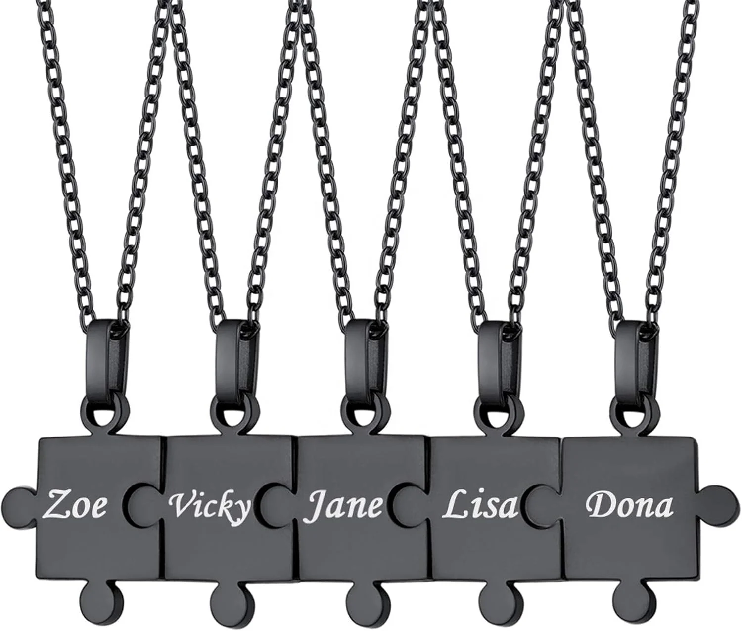 Wowei Customized Engraving Stainless steel puzzle piece best friend gift pendant for Men Women Couple Jewelry necklace