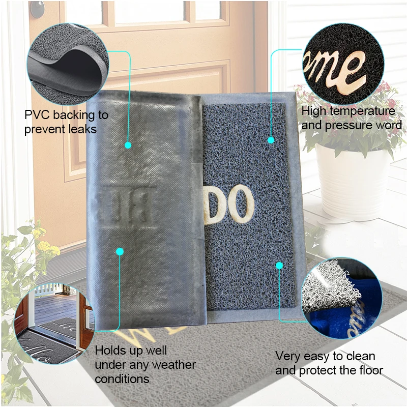 waterproof anti slip custom design indoor outdoor front entrance doormat floor welcome door mat