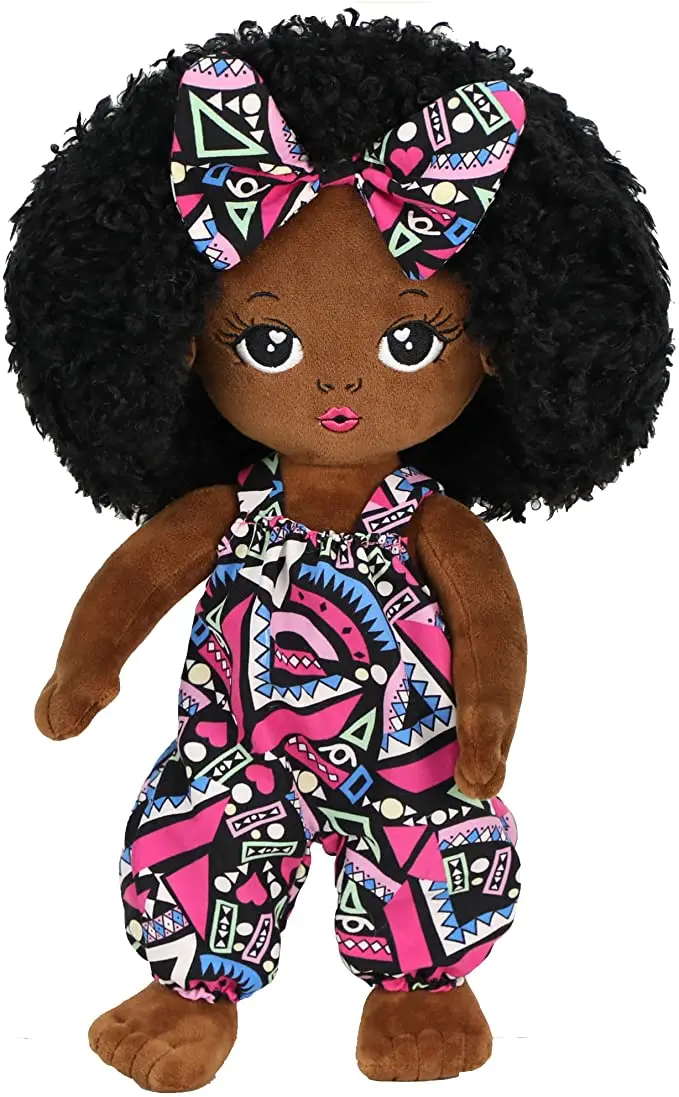 Пользовательские черные детские куклы американские афроамериканские мягкие плюшевые черная игрушка