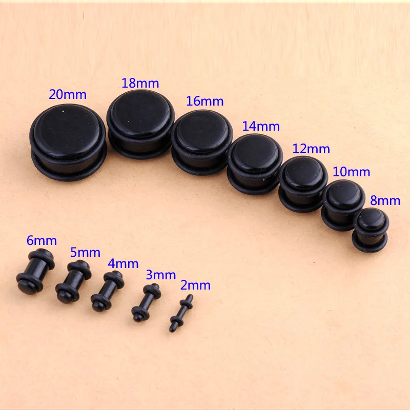 Wholesale Online Acrylic Black UV Ear Plugs Ear Stretcher Taper Bones Sets