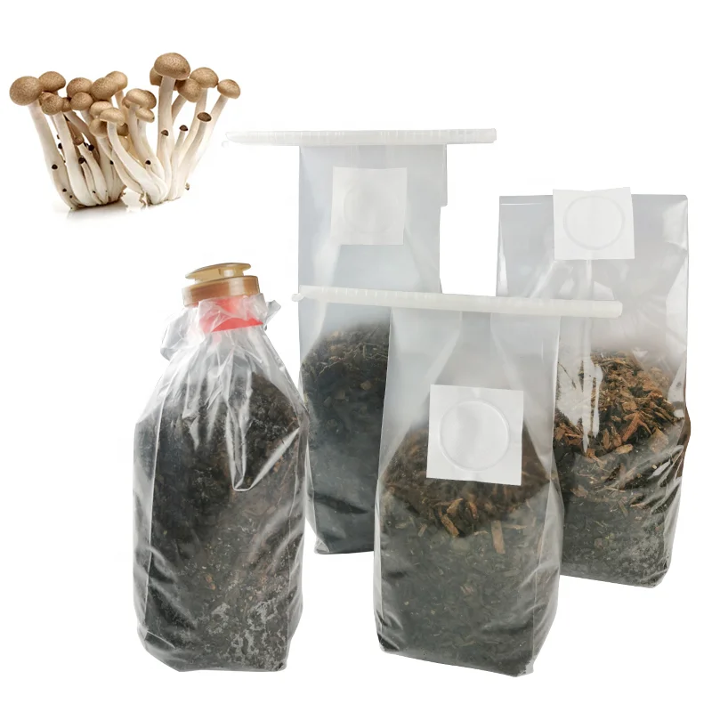 20*12*50cm, 60um/80um Thickness 0.2um Filter Patch Oyster Mushroom Cultivation Polypropylene Grow Bags