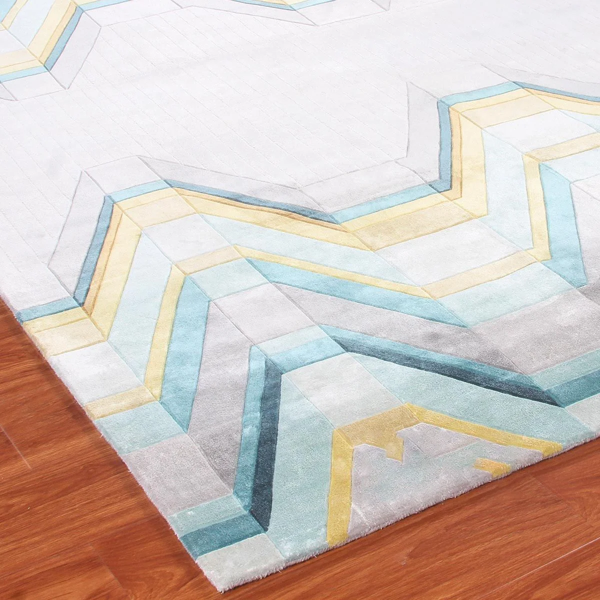 Factory Supply Brand Large Rugs Living Room Floor Premium Silk Wool Blue Handmade Carpet Prices