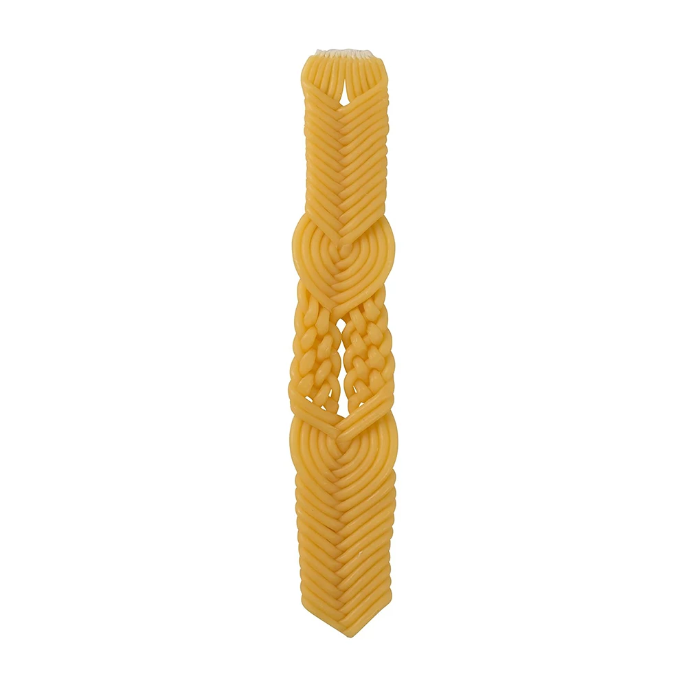 Braided Beeswax Havdalah Candle - Pure Bees Wax Shabbat Candle - Shabbat Judaica Gift - Flat Braid
