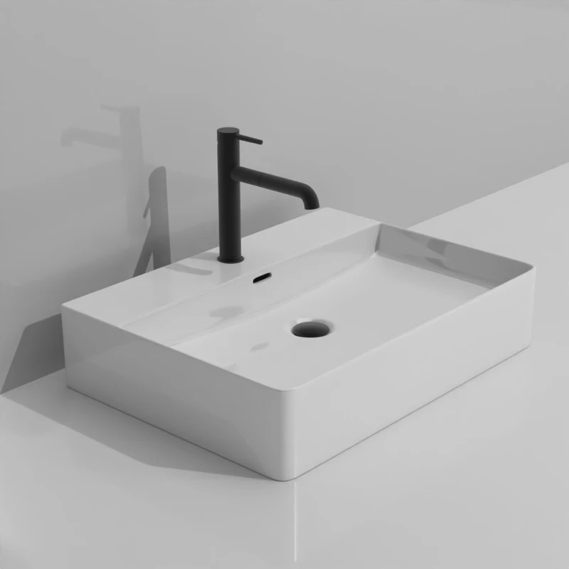 Modern Home Design Rectangular White Ceramic Wash Basin BathroomVanity Wash Basin counter top basin