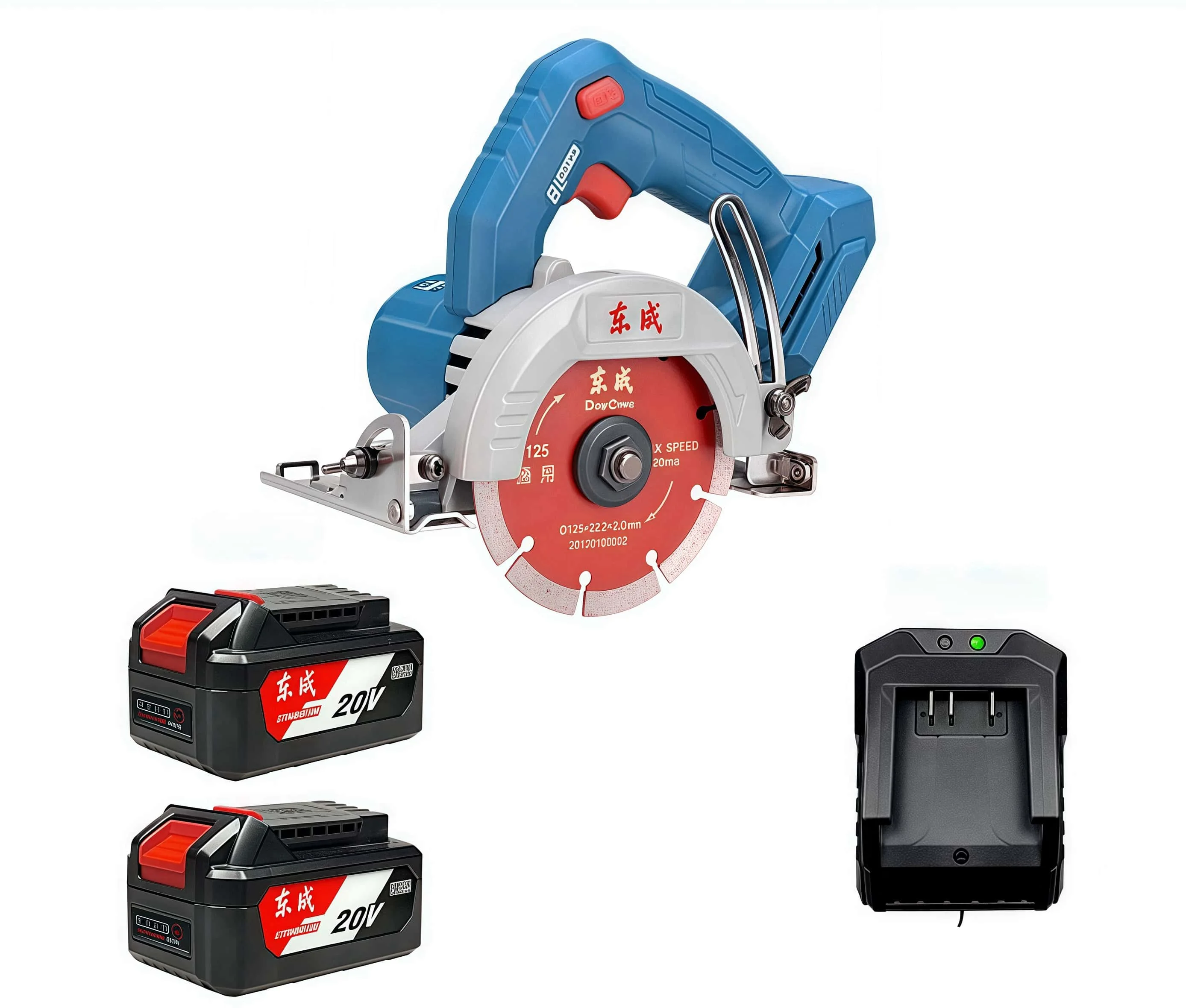 DongCheng 20V 800W Portable Marble Cutter 125mm Electric Stone Saw Industrial Grade Cordless Brushless Battery-Powered