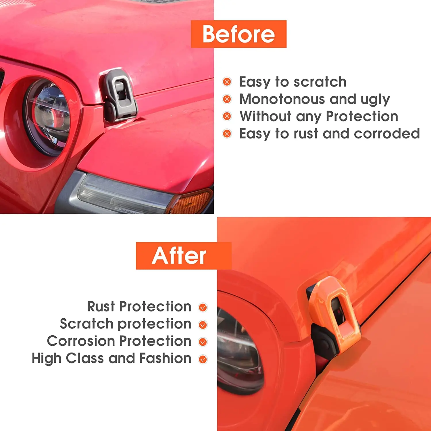 Engine Hood Hinge Cover Hood Catch 1 Pair Latches Trim Other Exterior Accessories For Jeep Wrangler JL