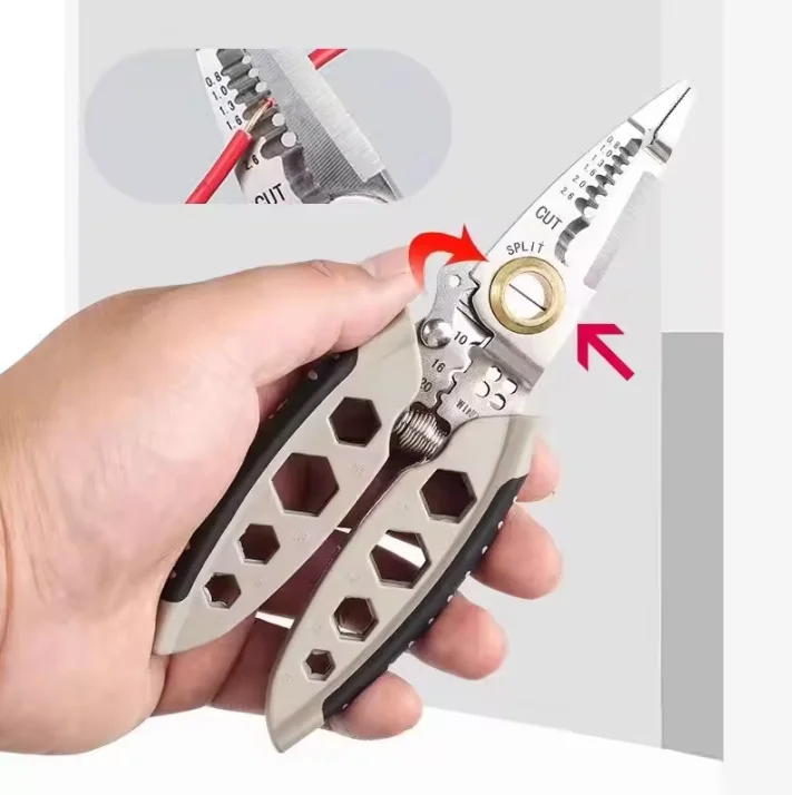 Stainless steel multi-function electrician wire stripper winding, trimming, stripping, pressing
