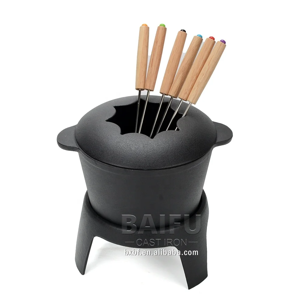 7 inch Fondue pot set Enameled cast iron fondue pot Chocolate melting set Hot Pot Fondue Ice Cream Chocolate Cheese maker