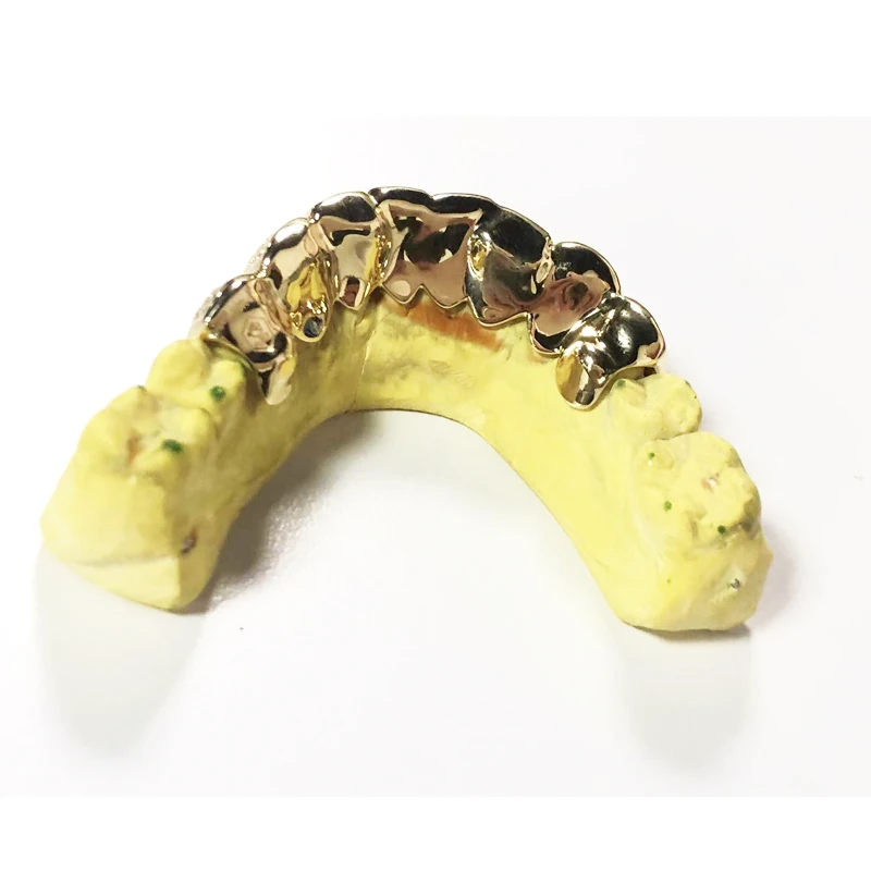 Jasen Jewelry Custom Made D grade Moissanite Diamond 6 Bottom 10k solid gold Teeth Grillz Custom for Rapper