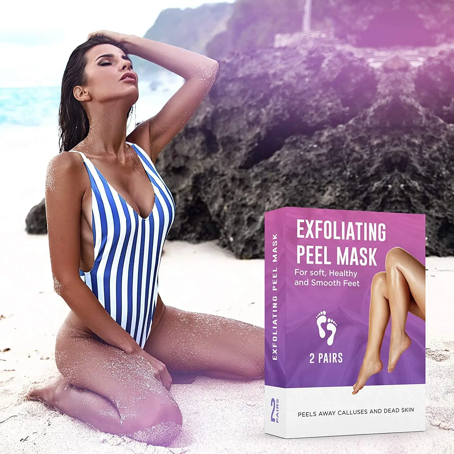 Foot Peel Mask 2 Pairs Natural Foot Peeling Mask Smoother Feet in a Week Remove Calluses & Dead Skin