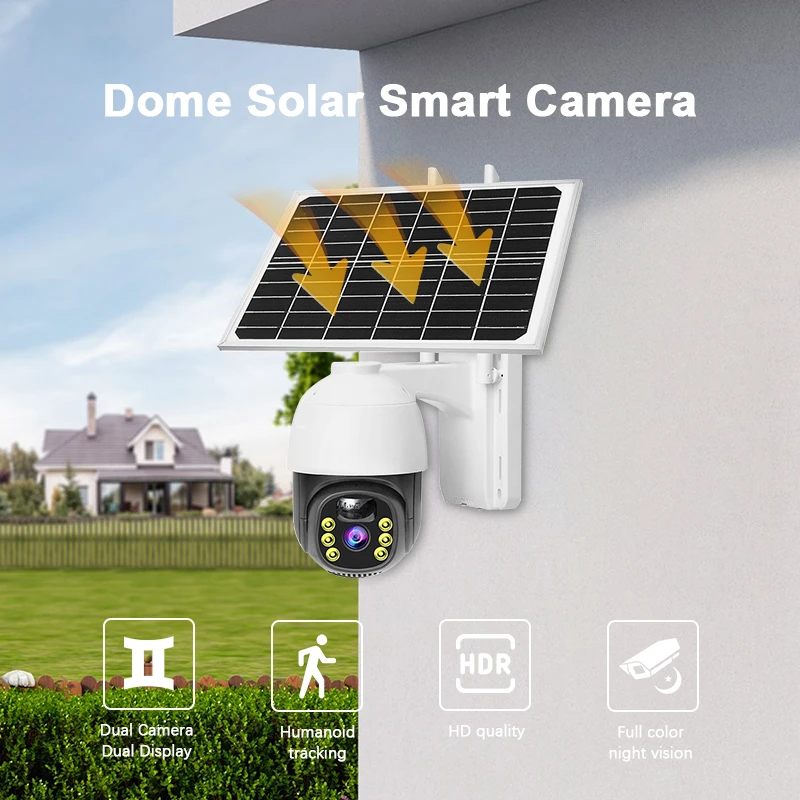 Hot 2024 New Design 3MP 2-Way Audio 360 Degree Wireless Security Camera with Night Vision Wifi Ip CCTV Solar for Outdoor Use