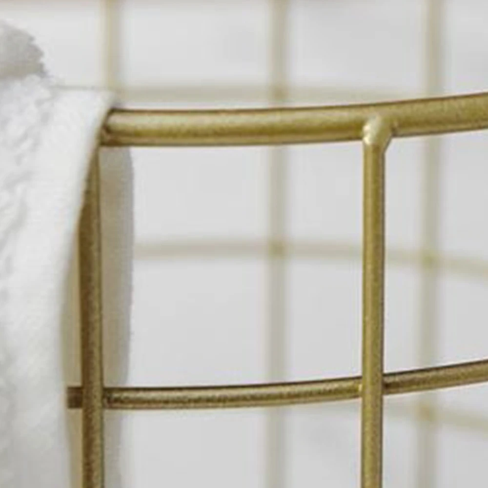 Metal Laundry Basket Mesh Design Luxury Gold Iron Household Hotel Bathroom Storage Dirty Clothes Basket