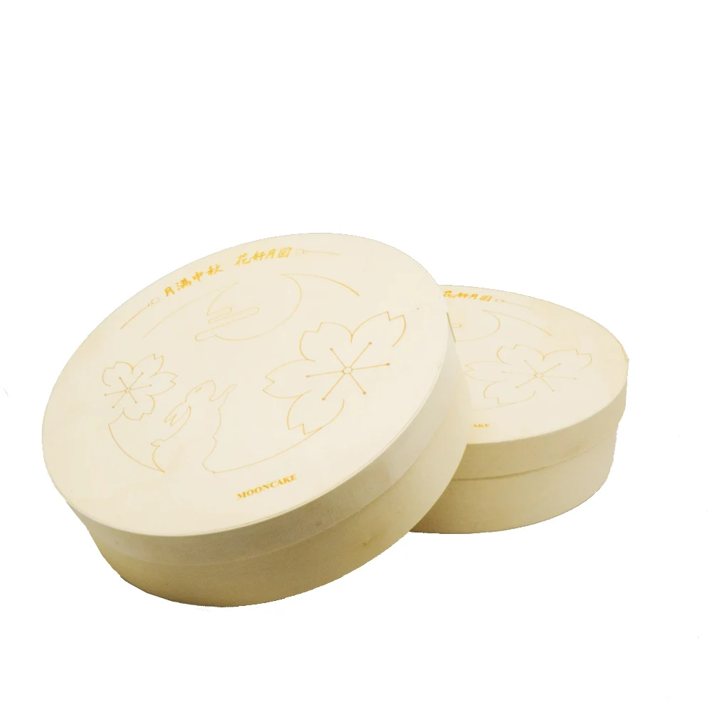 Biodegradable To go Box Put Pulp Pudding Pastry Foot Tart Cake Food Packing Board Round Wooden Chocolate Brie Cheese Boxes