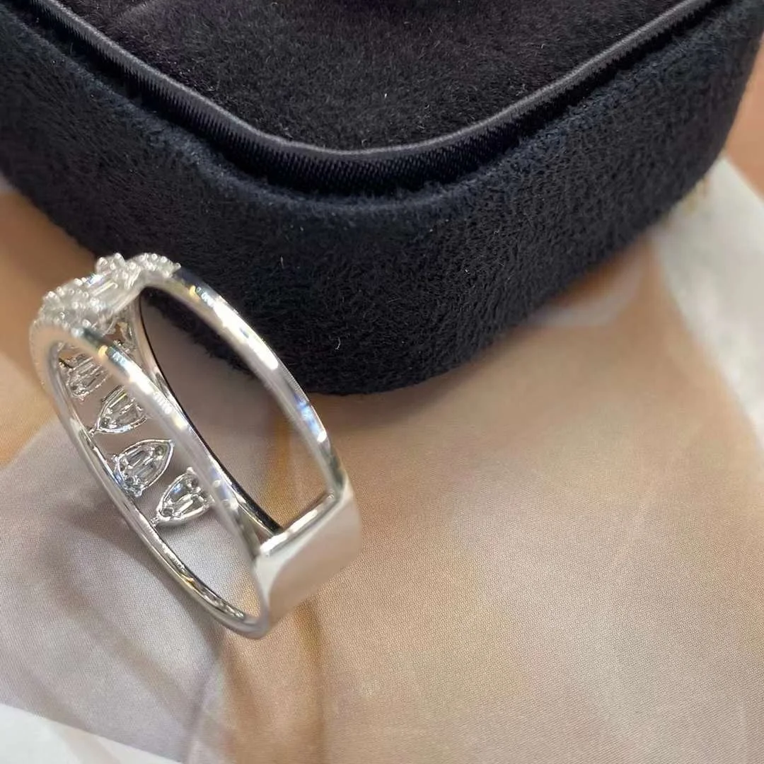 Xinfly Wide 0.42ct Tear Drop Diamond Eternity Wedding Band Right Hand Ring