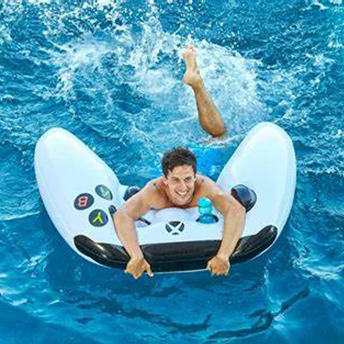 Summer Pool Swim Fun PVC Inflatable Game Controller Pool Float Raft with Drink Holder