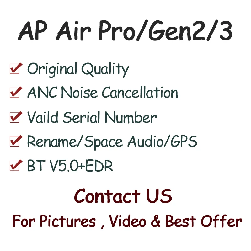 Беспроводные наушники Ap Pro Gen2 для iPhone, беспроводная система IOS 16, лучшее качество