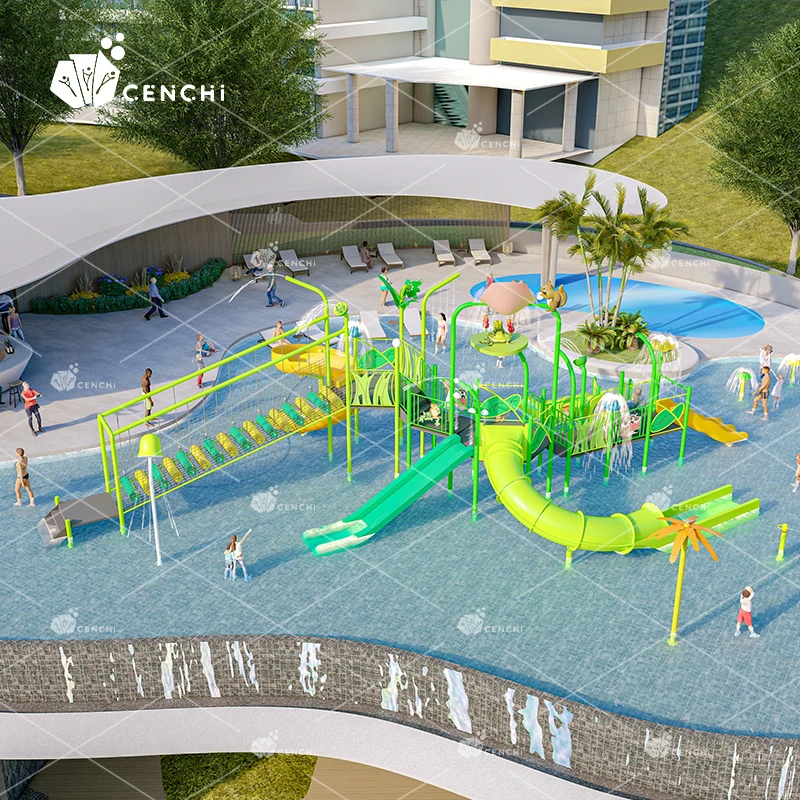 Cenchi Campground Residential Public Camping Interactive Splash Park Playground Swimming Pools Slides Water Rides for Kids