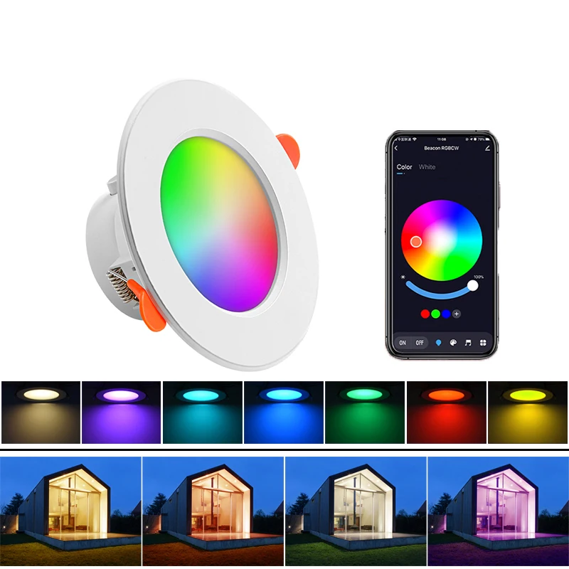 Коммерческий RGB светодиодный светильник 15 Вт алюминиевый встраиваемый умный контроль 3000K цвета для использования в помещении спальни пульт дистанционного управления