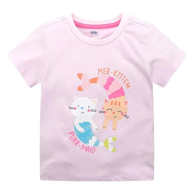 High Quality Wholesale two cute cat printing new design from paint t-shirt girl for summer