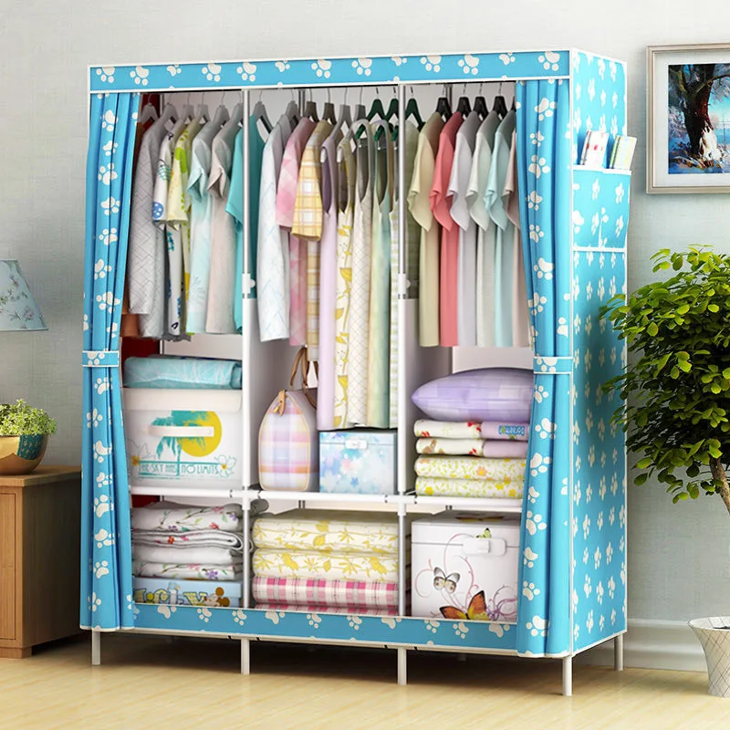 Simple wardrobe storage foldable DIY assembly wardrobe reinforcement non-woven fabrics wardrobe rental house
