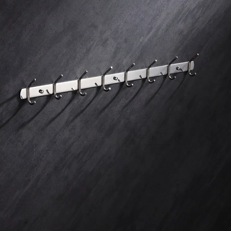 Custom Coat Hat Hook Metal Robe Rail Rack Towel Hanger Stainless Steel Clothes Bag Key Hanger with 3-8 hooks