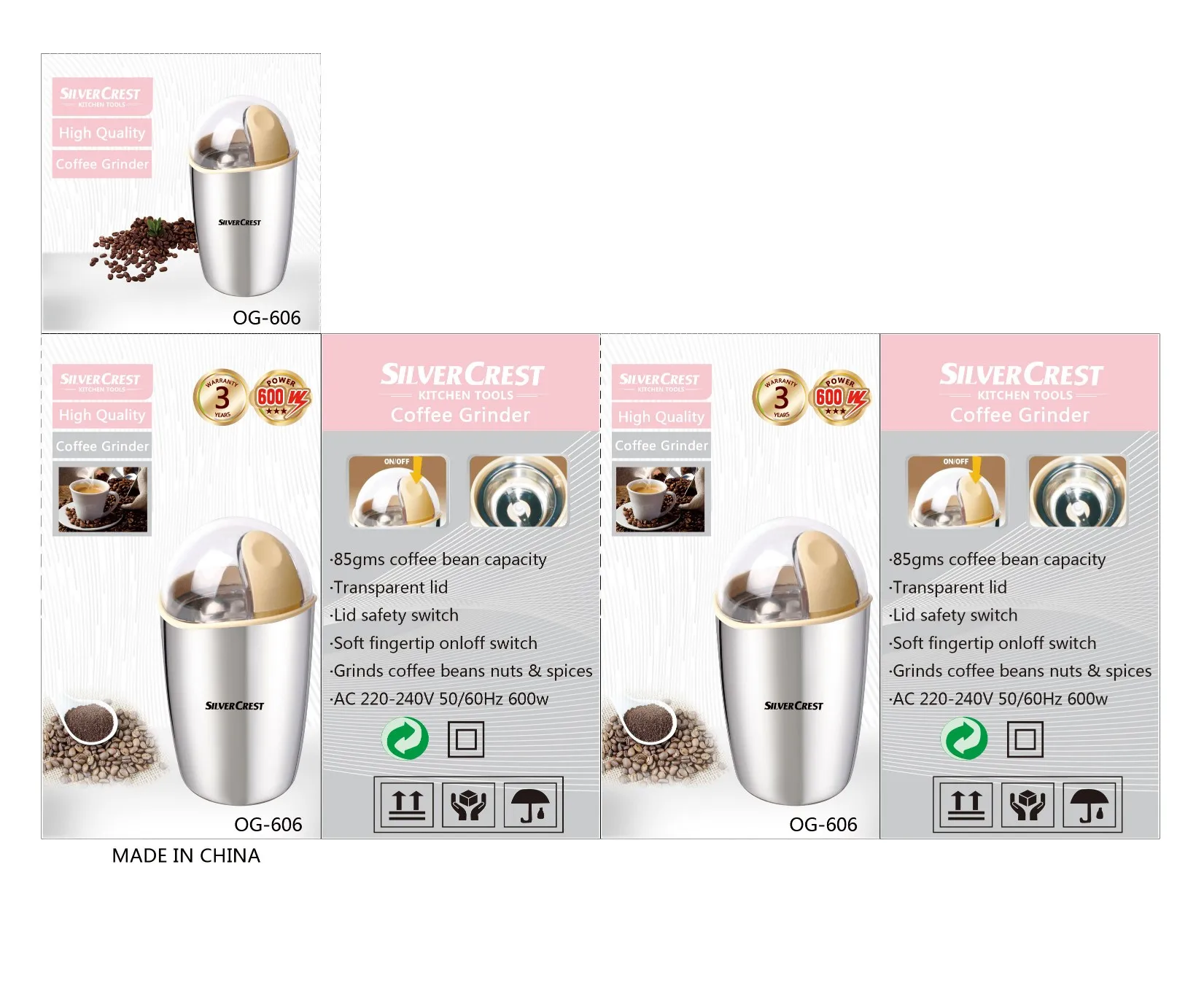 High quality portable electric mini  silver crest  coffee grinder for dry wet and fine grinding