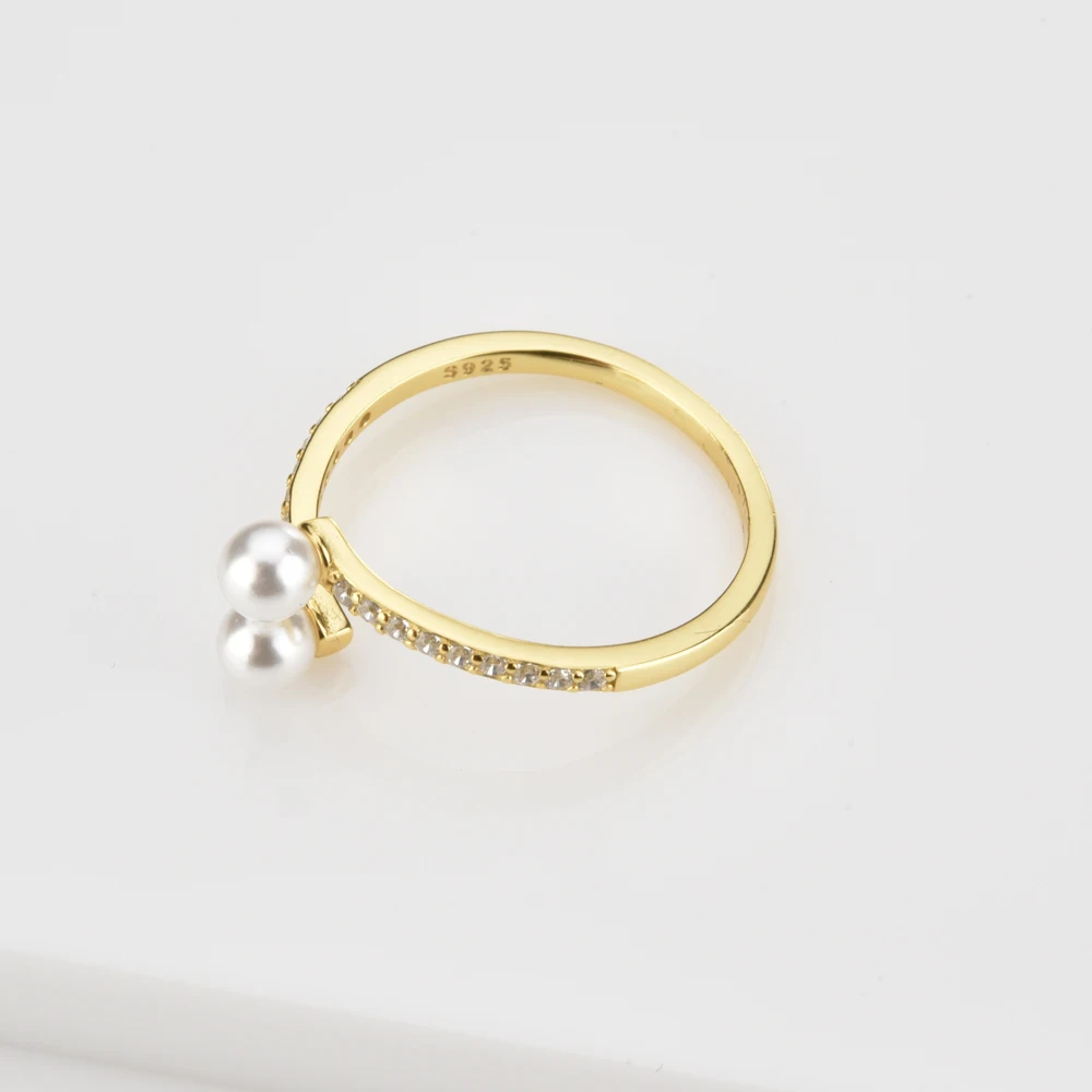 FUAMAY S925 Freshwater Pearl Bar Earrings Necklaces Rings Wedding Jewelry Sets 18k Gold Plated