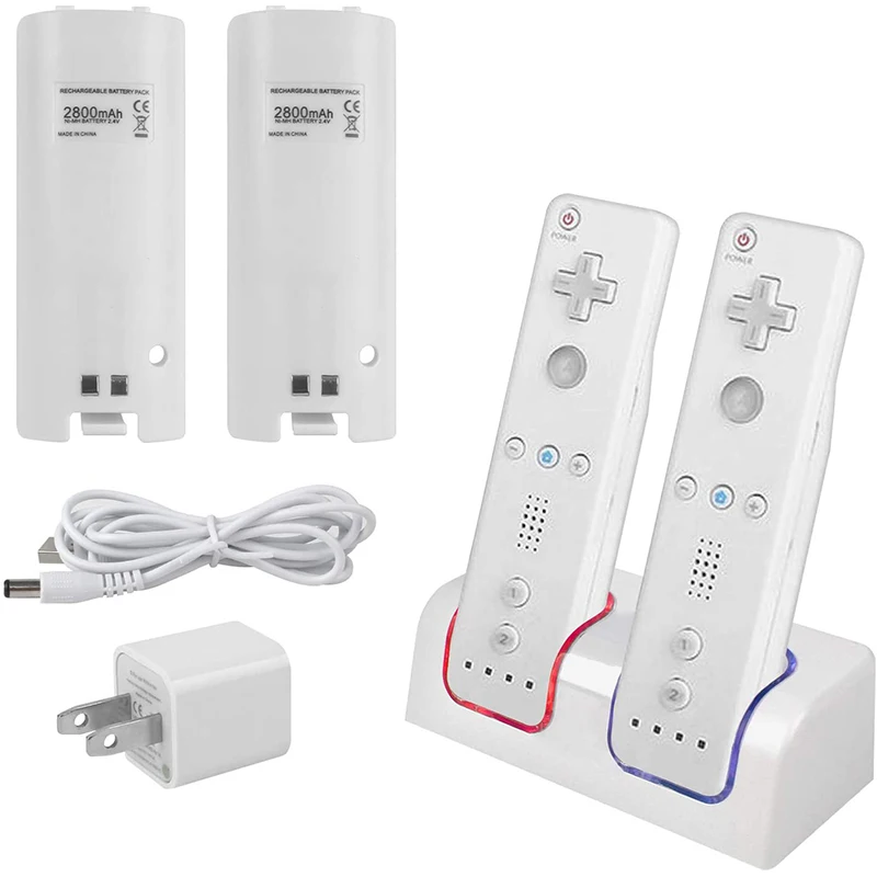 Dual Charging Station Dock with Two Wii Remote Battery Charger for Wii/ Wii U Game Remote Controller
