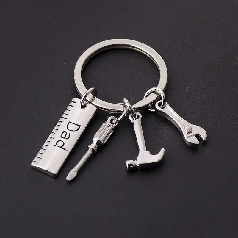 Zinc Alloy Keychain Custom Factory Supply Alloy Keychain Zinc Alloy Personality Hammer Wrench Keychain Dad Letter Pendant